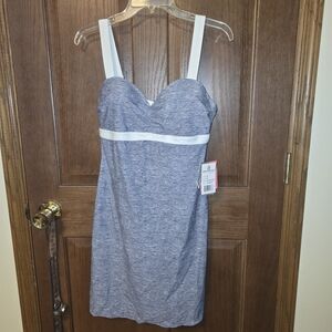 NWT Free Country Women's Heather Gray Swim Dress Built In Bra & Adjustable - Med
